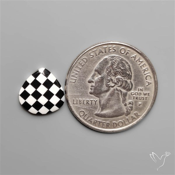 Black Marquina Checkerboard Inlay Cabochon