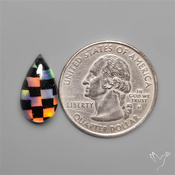 Aurora Opal & Black Onyx In Checkerboard Inlay Doublet