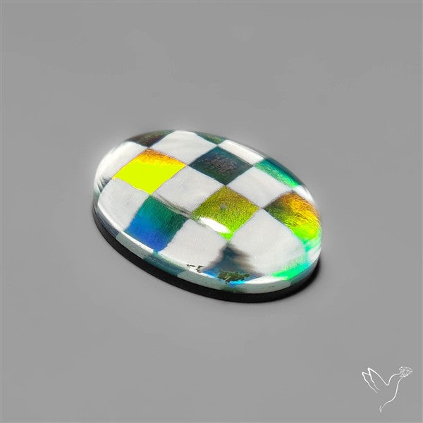 Aurora Opal & White Agate In Checkerboard Inlay Doublet