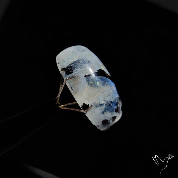 Rainbow Moonstone With Black Tourmaline Inclusions