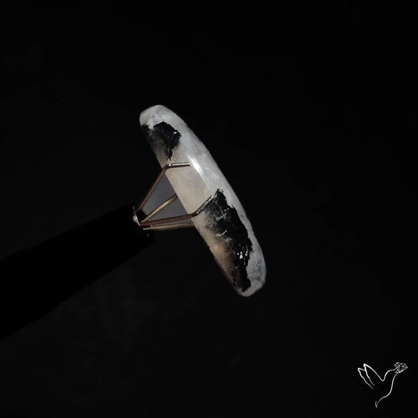 Rainbow Moonstone With Black Tourmaline Inclusions