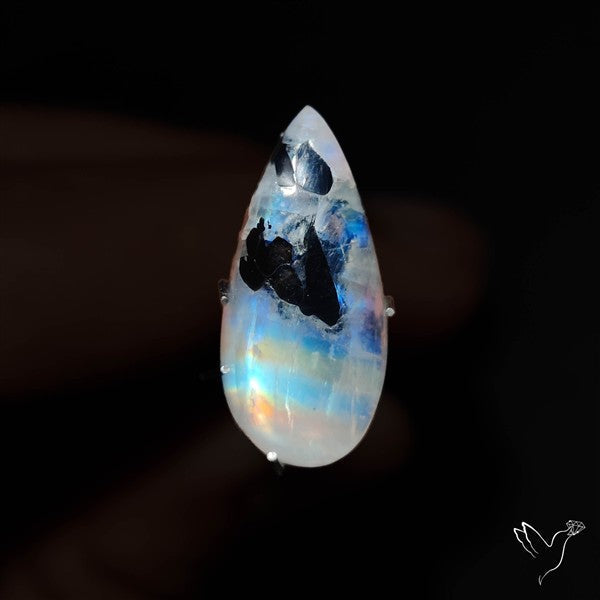 Rainbow Moonstone With Black Tourmaline Inclusions