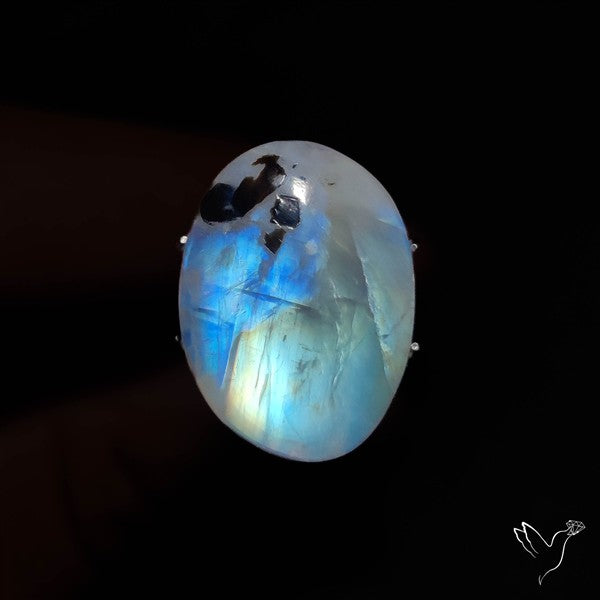 Rainbow Moonstone With Black Tourmaline Inclusions