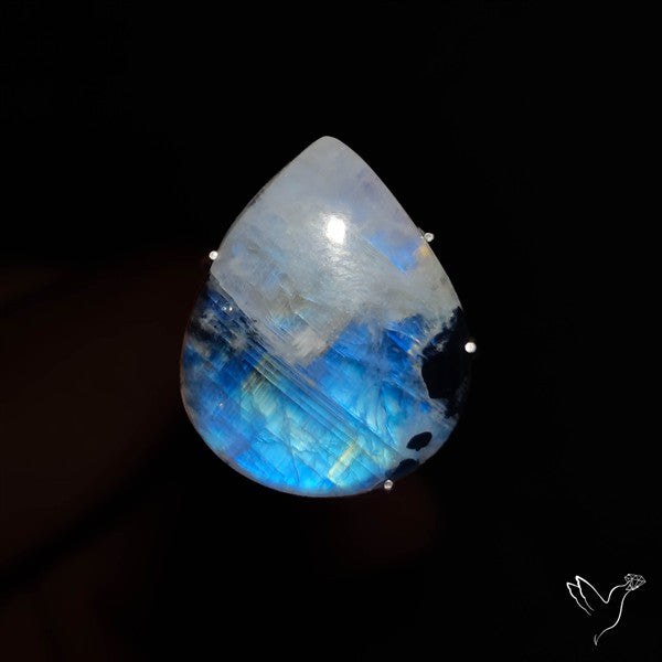 Rainbow Moonstone With Black Tourmaline Inclusions