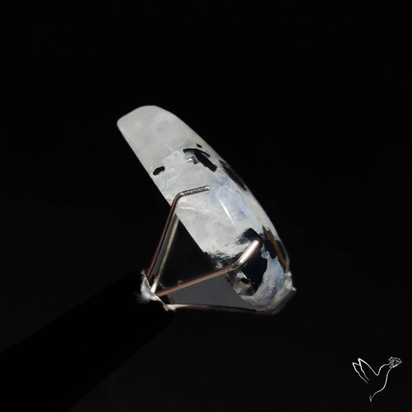 Rainbow Moonstone With Black Tourmaline Inclusions