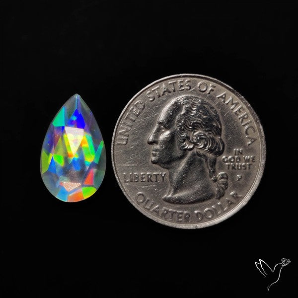 Rose Cut Rainbow Disco Quartz (Upclcled CD & Quartz Doublet)
