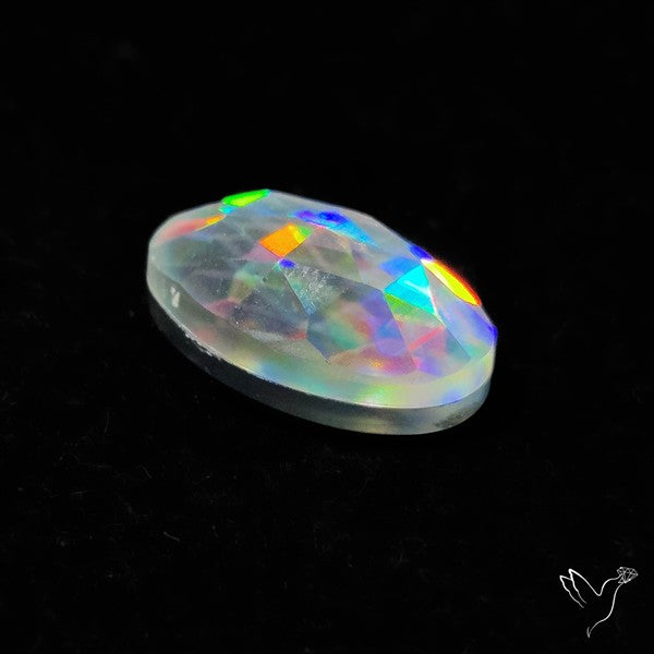 Rose Cut Rainbow Disco Quartz (Upclcled CD & Quartz Doublet)