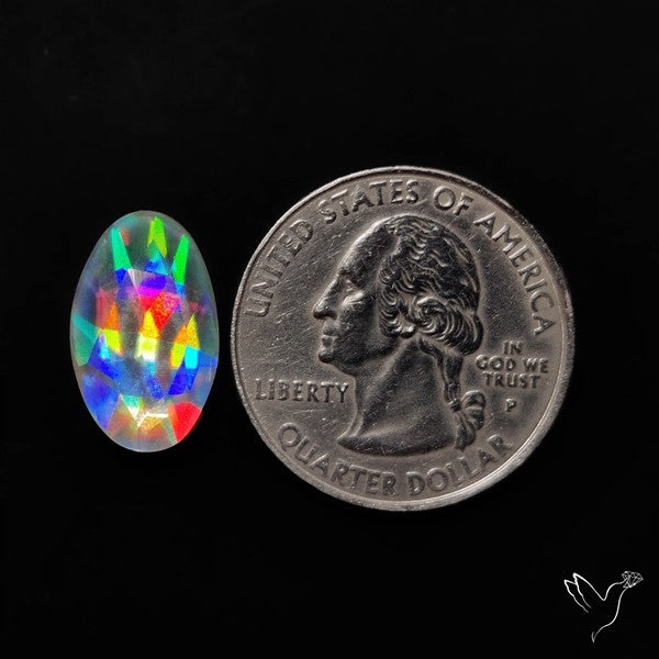 Rose Cut Rainbow Disco Quartz (Upclcled CD & Quartz Doublet)