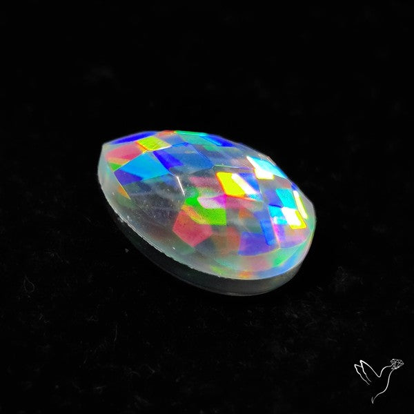 Rose Cut Rainbow Disco Quartz (Upclcled CD & Quartz Doublet)