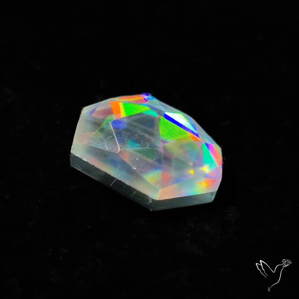 Rose Cut Rainbow Disco Quartz (Upclcled CD & Quartz Doublet)