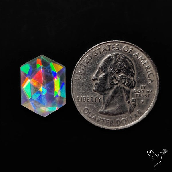 Rose Cut Rainbow Disco Quartz (Upclcled CD & Quartz Doublet)