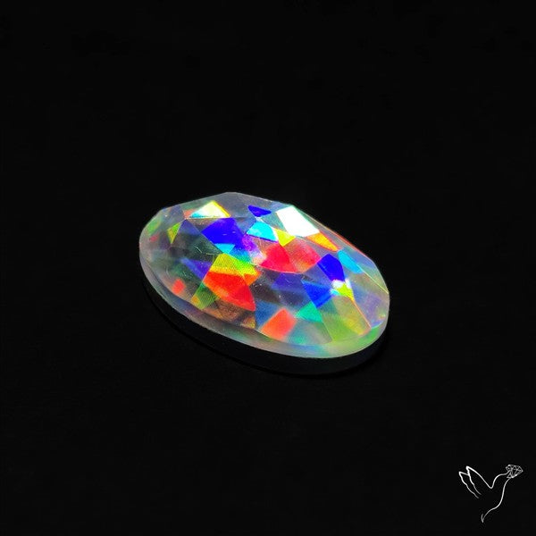 Rose Cut Rainbow Disco Quartz (Upclcled CD & Quartz Doublet)