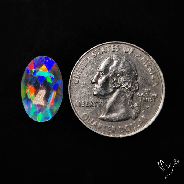 Rose Cut Rainbow Disco Quartz (Upclcled CD & Quartz Doublet)