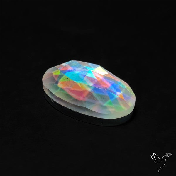 Rose Cut Rainbow Disco Quartz (Upclcled CD & Quartz Doublet)