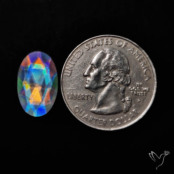 Rose Cut Rainbow Disco Quartz (Upclcled CD & Quartz Doublet)