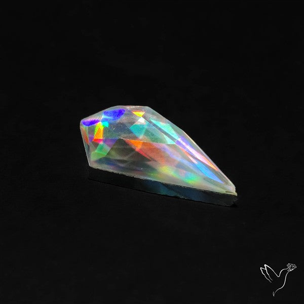 Rose Cut Rainbow Disco Quartz (Upclcled CD & Quartz Doublet)