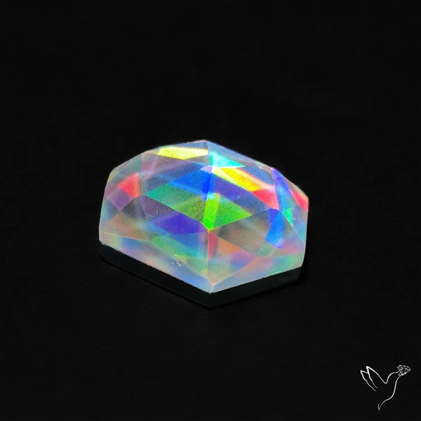 Rose Cut Rainbow Disco Quartz (Upclcled CD & Quartz Doublet)