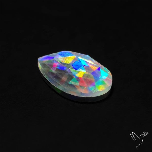 Rose Cut Rainbow Disco Quartz (Upclcled CD & Quartz Doublet)