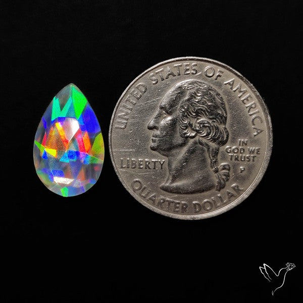 Rose Cut Rainbow Disco Quartz (Upclcled CD & Quartz Doublet)