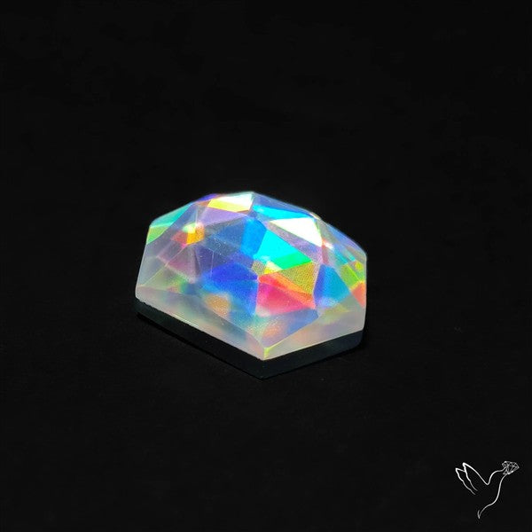 Rose Cut Rainbow Disco Quartz (Upclcled CD & Quartz Doublet)