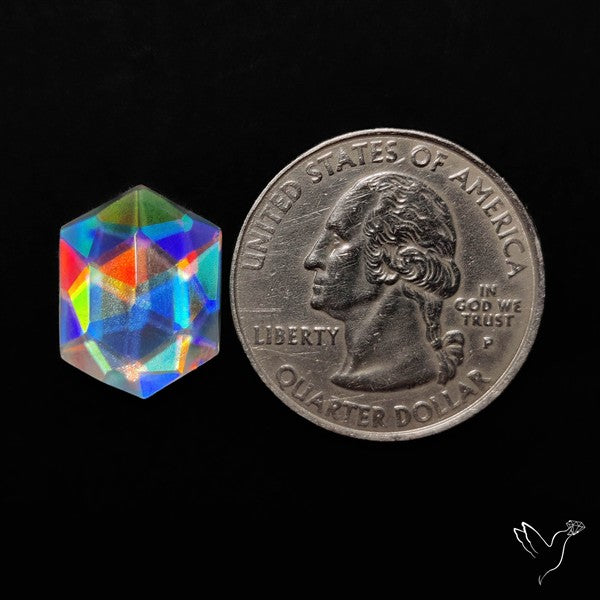 Rose Cut Rainbow Disco Quartz (Upclcled CD & Quartz Doublet)