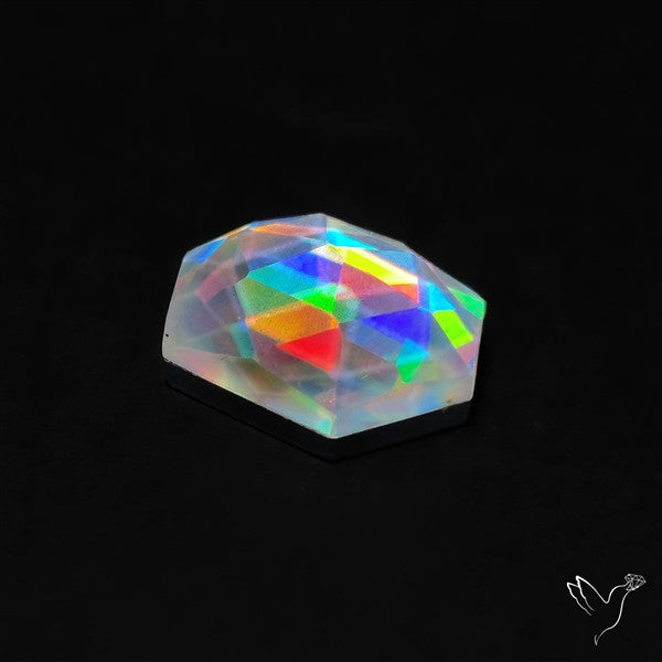 Rose Cut Rainbow Disco Quartz (Upclcled CD & Quartz Doublet)