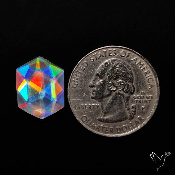 Rose Cut Rainbow Disco Quartz (Upclcled CD & Quartz Doublet)