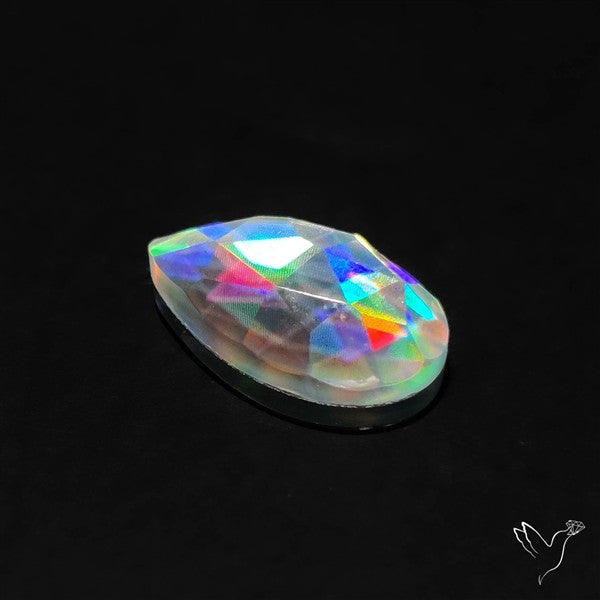 Rose Cut Rainbow Disco Quartz (Upclcled CD & Quartz Doublet)