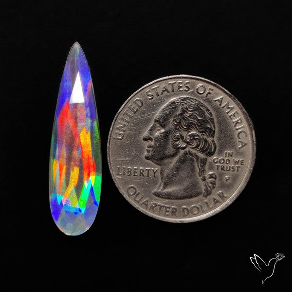Rose Cut Rainbow Disco Quartz (Upclcled CD & Quartz Doublet)