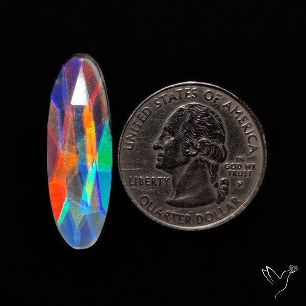 Rose Cut Rainbow Disco Quartz (Upclcled CD & Quartz Doublet)