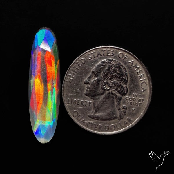 Rose Cut Rainbow Disco Quartz (Upclcled CD & Quartz Doublet)