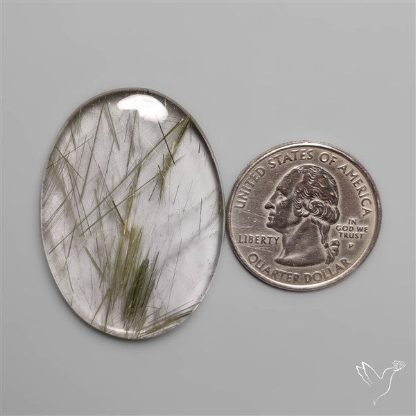Green Rutilated Quartz Cabochon