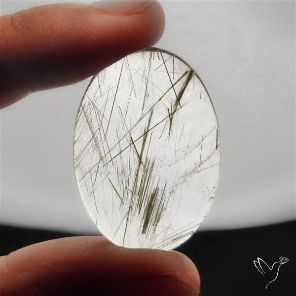 Green Rutilated Quartz Cabochon