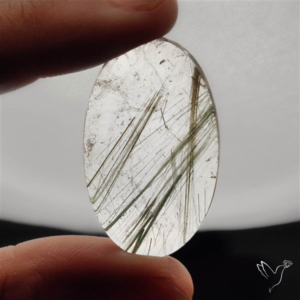 Green Rutilated Quartz Cabochon
