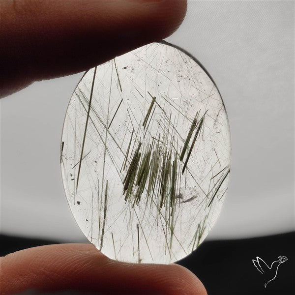 Green Rutilated Quartz Cabochon