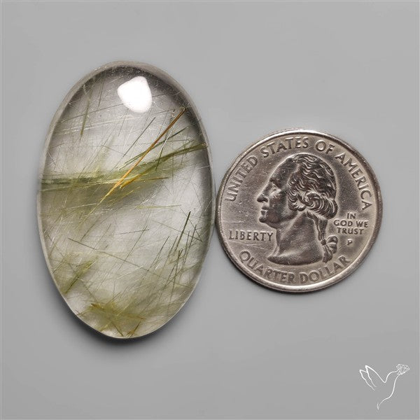 Green Rutilated Quartz Cabochon