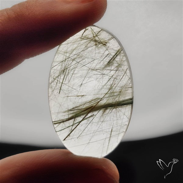 Green Rutilated Quartz Cabochon