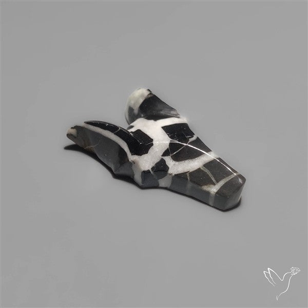 Black Septarian Fox Head Carving