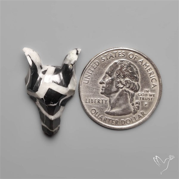 Black Septarian Fox Head Carving