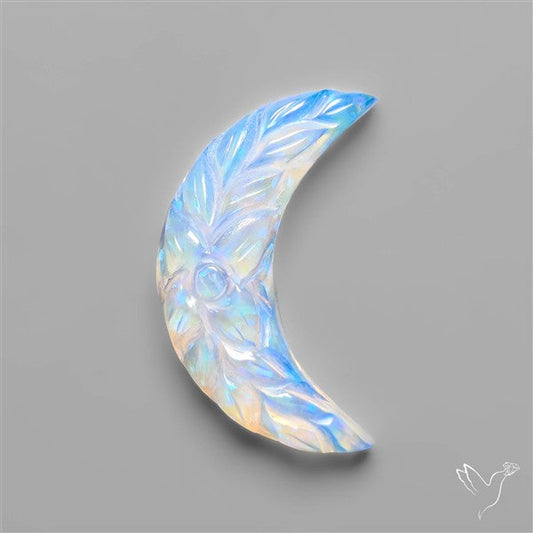 Mughal Carved Blue Opalite Crescent