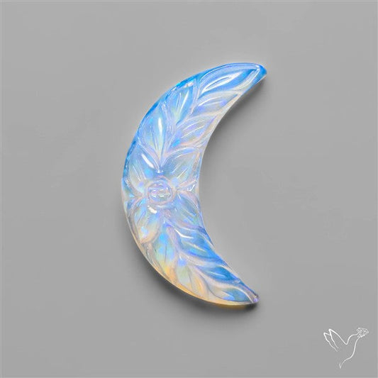 Mughal Carved Blue Opalite Crescent