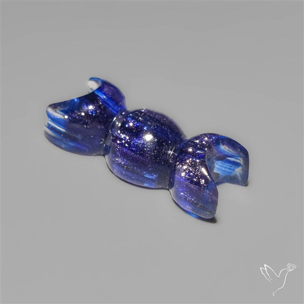 Blue Goldstone Triple Moon Carving