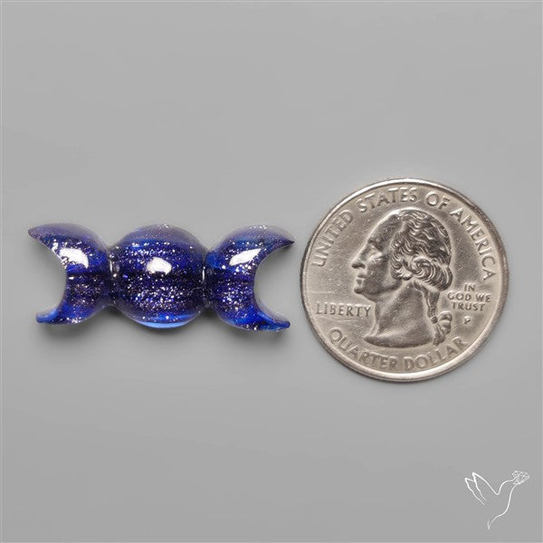 Blue Goldstone Triple Moon Carving
