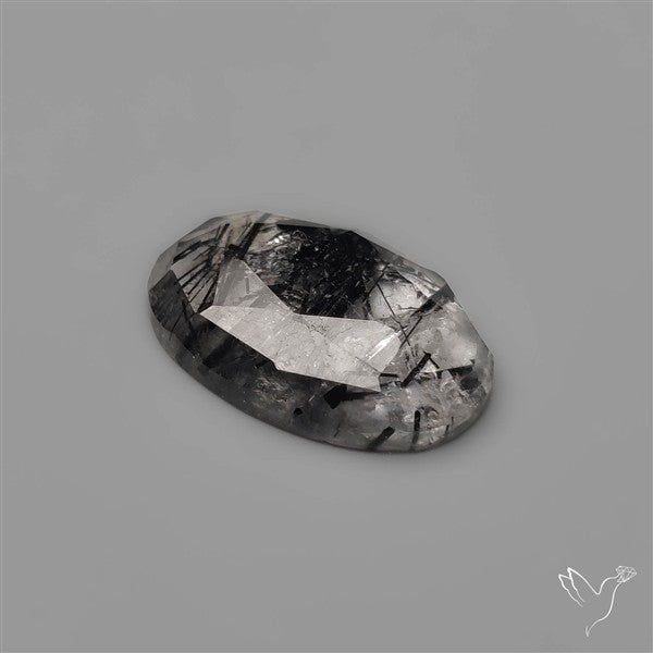 Black Tourmaline In Rose Cut Quartz