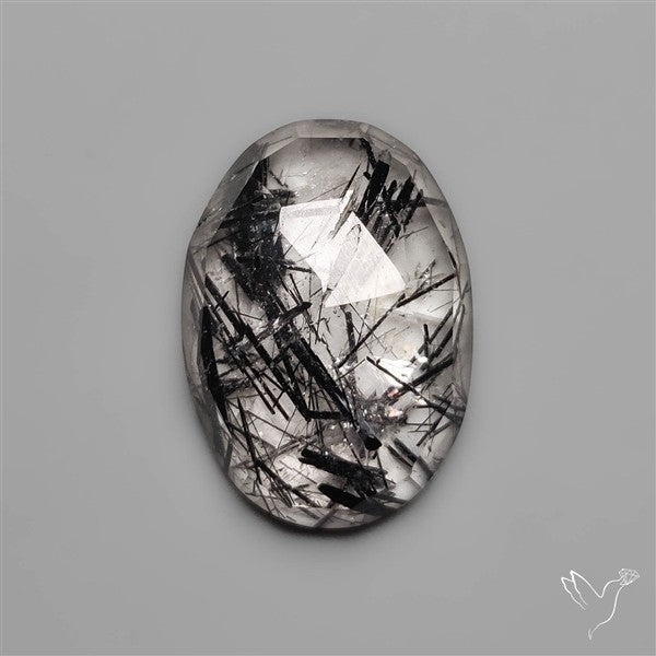 Black Tourmaline In Rose Cut Quartz
