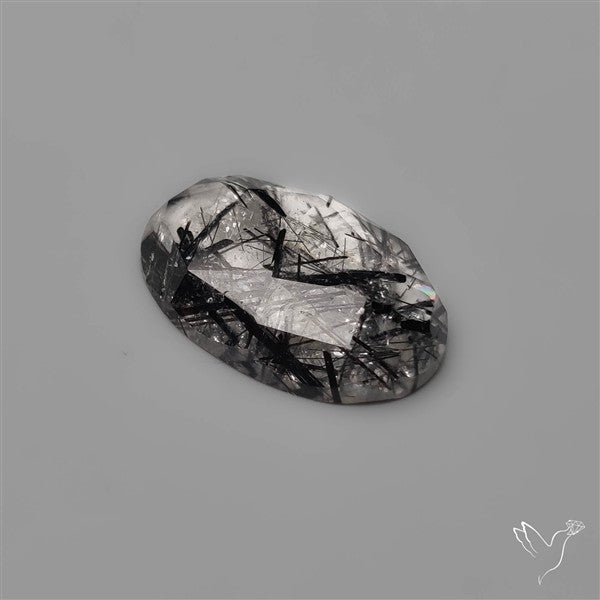 Black Tourmaline In Rose Cut Quartz