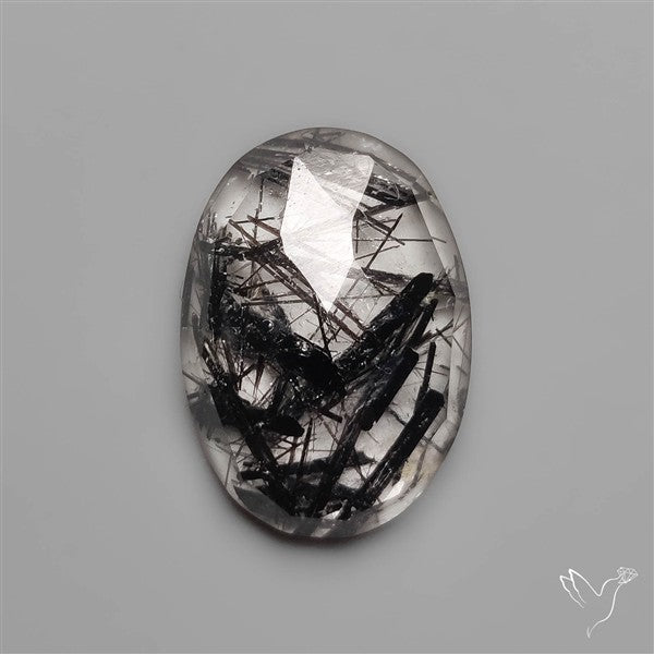 Black Tourmaline In Rose Cut Quartz