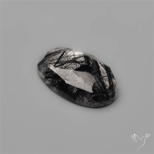 Black Tourmaline In Rose Cut Quartz