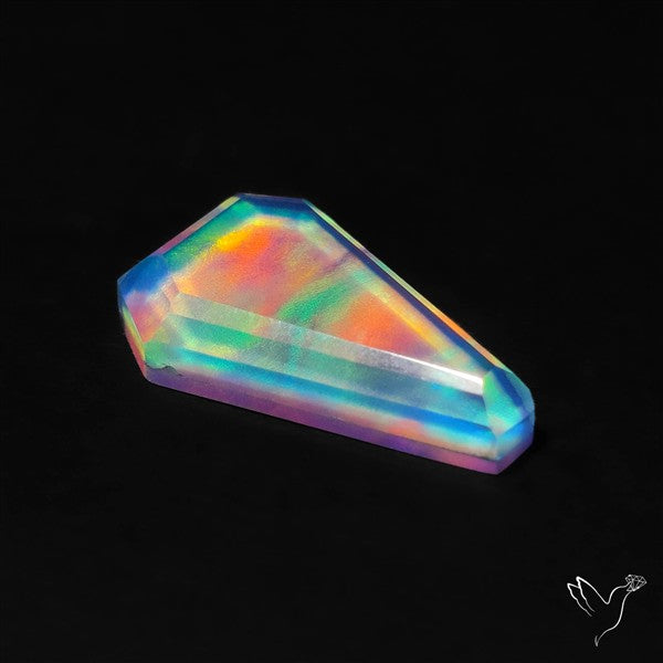 Step Cut Himalayan Quartz And Aurora Opal Doublet Coffin