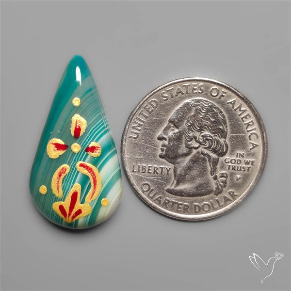 Botswana Agate Indian Hand Paint Art Stone